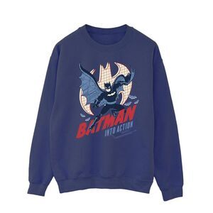 DC Comics Mens Batman Into Action Sweatshirt / Navy Blue